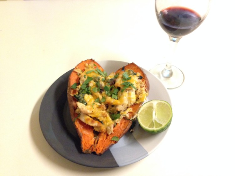 Chipotle Chicken Stuffed Sweet Potatoes - New Kid On The Guac