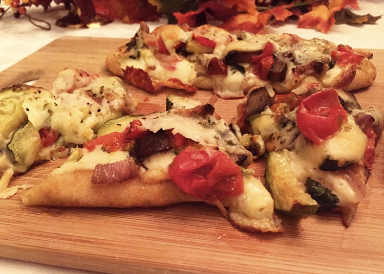 Roasted Vegetable Whole Wheat Flatbread - New Kid On The Guac