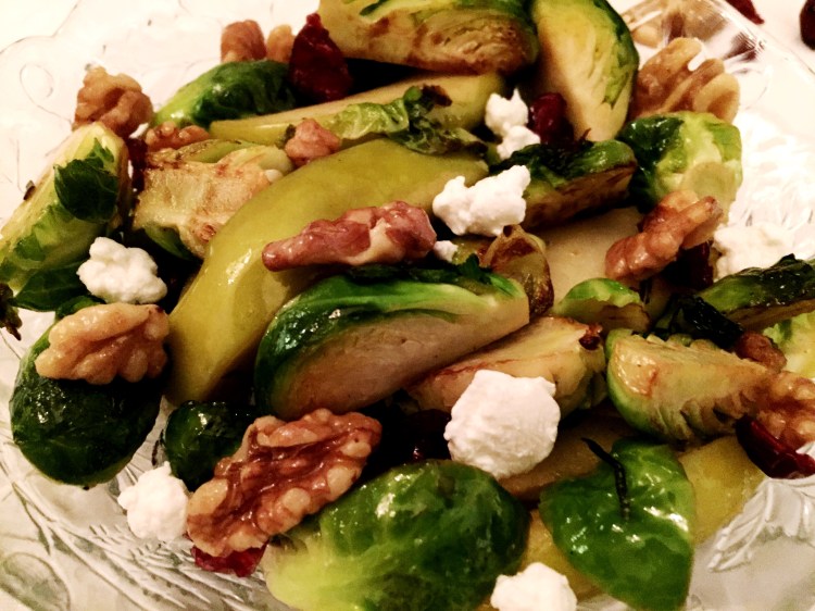Brussel Sprouts Salad with Apples and Goat Cheese - New Kid On The Guac
