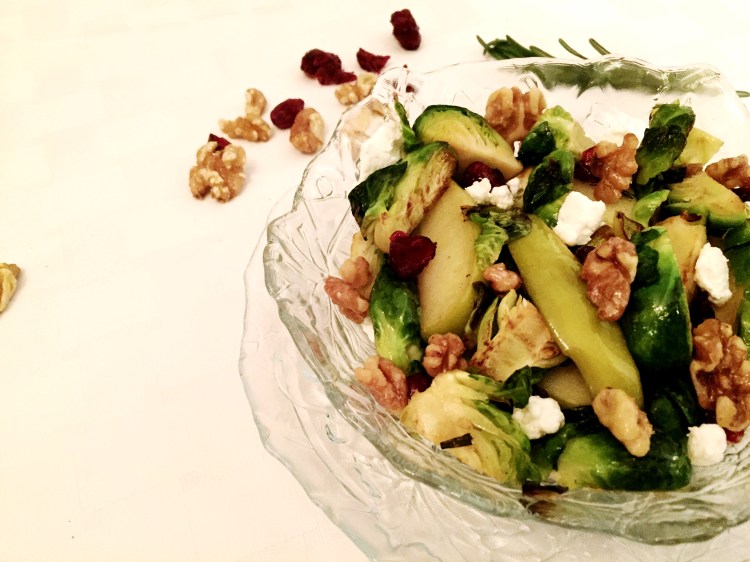 Brussel Sprouts Salad with Apples and Goat Cheese - New Kid On The Guac